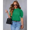 imageATHMILE Short Sleeve Sweater for Women 2026 Spring Summer Blouses Crewneck Knit Puff Sleeve Dressy Casual Trendy ShirtsAgreen