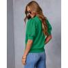 imageATHMILE Short Sleeve Sweater for Women 2026 Spring Summer Blouses Crewneck Knit Puff Sleeve Dressy Casual Trendy ShirtsAgreen