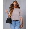 imageATHMILE Short Sleeve Sweater for Women 2026 Spring Summer Blouses Crewneck Knit Puff Sleeve Dressy Casual Trendy ShirtsAgreypurple