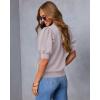 imageATHMILE Short Sleeve Sweater for Women 2026 Spring Summer Blouses Crewneck Knit Puff Sleeve Dressy Casual Trendy ShirtsAgreypurple