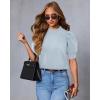 imageATHMILE Short Sleeve Sweater for Women 2026 Spring Summer Blouses Crewneck Knit Puff Sleeve Dressy Casual Trendy ShirtsAlight Blue