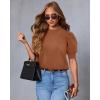 imageATHMILE Short Sleeve Sweater for Women 2026 Spring Summer Blouses Crewneck Knit Puff Sleeve Dressy Casual Trendy ShirtsAlight Orange
