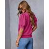 imageATHMILE Short Sleeve Sweater for Women 2026 Spring Summer Blouses Crewneck Knit Puff Sleeve Dressy Casual Trendy ShirtsAlight Pink