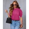 imageATHMILE Short Sleeve Sweater for Women 2026 Spring Summer Blouses Crewneck Knit Puff Sleeve Dressy Casual Trendy ShirtsAlight Pink