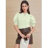 imageATHMILE Short Sleeve Sweater for Women 2026 Spring Summer Blouses Crewneck Knit Puff Sleeve Dressy Casual Trendy ShirtsAmint Green