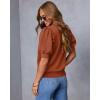 imageATHMILE Short Sleeve Sweater for Women 2026 Spring Summer Blouses Crewneck Knit Puff Sleeve Dressy Casual Trendy ShirtsAorange