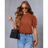 imageATHMILE Short Sleeve Sweater for Women 2026 Spring Summer Blouses Crewneck Knit Puff Sleeve Dressy Casual Trendy ShirtsAorange