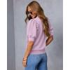 imageATHMILE Short Sleeve Sweater for Women 2026 Spring Summer Blouses Crewneck Knit Puff Sleeve Dressy Casual Trendy ShirtsApurple