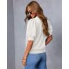 imageATHMILE Short Sleeve Sweater for Women 2026 Spring Summer Blouses Crewneck Knit Puff Sleeve Dressy Casual Trendy ShirtsAwhite