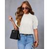 imageATHMILE Short Sleeve Sweater for Women 2026 Spring Summer Blouses Crewneck Knit Puff Sleeve Dressy Casual Trendy ShirtsAwhite