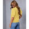 imageATHMILE Short Sleeve Sweater for Women 2026 Spring Summer Blouses Crewneck Knit Puff Sleeve Dressy Casual Trendy ShirtsAyellow