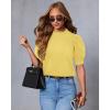 imageATHMILE Short Sleeve Sweater for Women 2026 Spring Summer Blouses Crewneck Knit Puff Sleeve Dressy Casual Trendy ShirtsAyellow