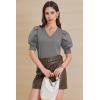 imageATHMILE Short Sleeve Sweater for Women 2026 Spring Summer Blouses Crewneck Knit Puff Sleeve Dressy Casual Trendy ShirtsBdark Grey