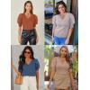imageATHMILE Short Sleeve Sweater for Women 2026 Spring Summer Blouses Crewneck Knit Puff Sleeve Dressy Casual Trendy ShirtsBhot Pink