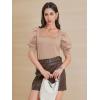 imageATHMILE Short Sleeve Sweater for Women 2026 Spring Summer Blouses Crewneck Knit Puff Sleeve Dressy Casual Trendy ShirtsCbeige