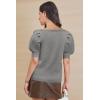 imageATHMILE Short Sleeve Sweater for Women 2026 Spring Summer Blouses Crewneck Knit Puff Sleeve Dressy Casual Trendy ShirtsCdark Grey