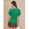 imageATHMILE Short Sleeve Sweater for Women 2026 Spring Summer Blouses Crewneck Knit Puff Sleeve Dressy Casual Trendy ShirtsCgreen