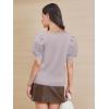 imageATHMILE Short Sleeve Sweater for Women 2026 Spring Summer Blouses Crewneck Knit Puff Sleeve Dressy Casual Trendy ShirtsCgrey Purple