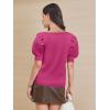 imageATHMILE Short Sleeve Sweater for Women 2026 Spring Summer Blouses Crewneck Knit Puff Sleeve Dressy Casual Trendy ShirtsChot Pink