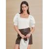 imageATHMILE Short Sleeve Sweater for Women 2026 Spring Summer Blouses Crewneck Knit Puff Sleeve Dressy Casual Trendy ShirtsCwhite