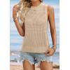 imageATHMILE Summer Crochet Tank Tops for Women 2026 Casual Crewneck Hollow Out Loose Knit Sleeveless Sweater Vest Top TrendyApricot