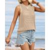 imageATHMILE Summer Crochet Tank Tops for Women 2026 Casual Crewneck Hollow Out Loose Knit Sleeveless Sweater Vest Top TrendyApricot