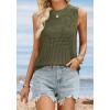 imageATHMILE Summer Crochet Tank Tops for Women 2026 Casual Crewneck Hollow Out Loose Knit Sleeveless Sweater Vest Top TrendyArmy Green