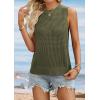 imageATHMILE Summer Crochet Tank Tops for Women 2026 Casual Crewneck Hollow Out Loose Knit Sleeveless Sweater Vest Top TrendyArmy Green