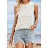 imageATHMILE Summer Crochet Tank Tops for Women 2026 Casual Crewneck Hollow Out Loose Knit Sleeveless Sweater Vest Top TrendyWhite