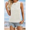 imageATHMILE Summer Crochet Tank Tops for Women 2026 Casual Crewneck Hollow Out Loose Knit Sleeveless Sweater Vest Top TrendyWhite