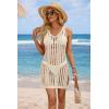 imageATHMILE Swimsuit Coverup for Women 2026 Bathing Suit Cover ups Crochet Beach Dress Hollow Out Slit Bikini Cover Up DressesBeige