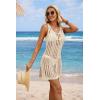 imageATHMILE Swimsuit Coverup for Women 2026 Bathing Suit Cover ups Crochet Beach Dress Hollow Out Slit Bikini Cover Up DressesBeige