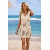 imageATHMILE Swimsuit Coverup for Women 2026 Bathing Suit Cover ups Crochet Beach Dress Hollow Out Slit Bikini Cover Up DressesBeige