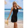 imageATHMILE Swimsuit Coverup for Women 2026 Bathing Suit Cover ups Crochet Beach Dress Hollow Out Slit Bikini Cover Up DressesBlack
