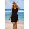 imageATHMILE Swimsuit Coverup for Women 2026 Bathing Suit Cover ups Crochet Beach Dress Hollow Out Slit Bikini Cover Up DressesBlack