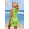 imageATHMILE Swimsuit Coverup for Women 2026 Bathing Suit Cover ups Crochet Beach Dress Hollow Out Slit Bikini Cover Up DressesNeon Green