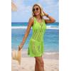 imageATHMILE Swimsuit Coverup for Women 2026 Bathing Suit Cover ups Crochet Beach Dress Hollow Out Slit Bikini Cover Up DressesNeon Green
