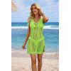 imageATHMILE Swimsuit Coverup for Women 2026 Bathing Suit Cover ups Crochet Beach Dress Hollow Out Slit Bikini Cover Up DressesNeon Green