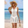 imageATHMILE Swimsuit Coverup for Women 2026 Bathing Suit Cover ups Crochet Beach Dress Hollow Out Slit Bikini Cover Up DressesWhite