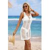 imageATHMILE Swimsuit Coverup for Women 2026 Bathing Suit Cover ups Crochet Beach Dress Hollow Out Slit Bikini Cover Up DressesWhite
