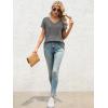 imageATHMILE T Shirts Short Sleeve V Neck Tees for Women Fashion Tops Trendy Lightweight Casual Summer Outfits Clothes 2026 BeachGrey