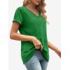 imageATHMILE T Shirts Short Sleeve V Neck Tees for Women Fashion Tops Trendy Lightweight Casual Summer Outfits Clothes 2026 BeachSan Pa Green