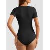 imageATHMILE Tank Top Body Suits Women Sexy Crew Neck Racerback Halter Ribbed Sleeveless Bodysuit for Women0black