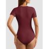imageATHMILE Tank Top Body Suits Women Sexy Crew Neck Racerback Halter Ribbed Sleeveless Bodysuit for Women0burgundy