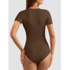 imageATHMILE Tank Top Body Suits Women Sexy Crew Neck Racerback Halter Ribbed Sleeveless Bodysuit for Women0coffee