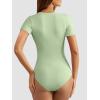 imageATHMILE Tank Top Body Suits Women Sexy Crew Neck Racerback Halter Ribbed Sleeveless Bodysuit for Women0mint Green
