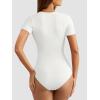 imageATHMILE Tank Top Body Suits Women Sexy Crew Neck Racerback Halter Ribbed Sleeveless Bodysuit for Women0white