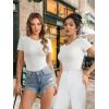 imageATHMILE Tank Top Body Suits Women Sexy Crew Neck Racerback Halter Ribbed Sleeveless Bodysuit for Women0white
