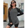 imageATHMILE Women Oversized Long Sleeve Shirt 2026 Fall Winter Casual Basics Top Loose Fit Tee Fashion Cute ClothesGrey Black