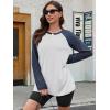 imageATHMILE Women Oversized Long Sleeve Shirt 2026 Fall Winter Casual Basics Top Loose Fit Tee Fashion Cute ClothesWhite Navy